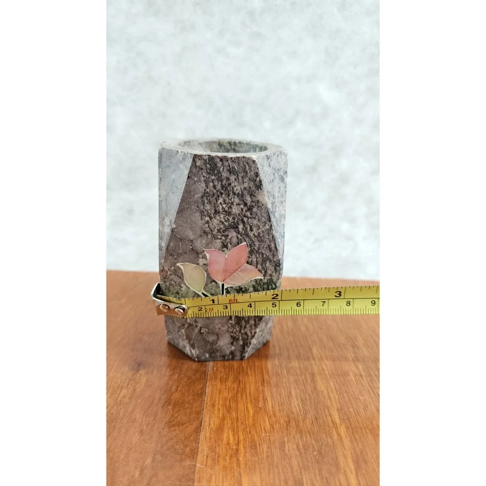 Stone‎ Vase Inlaid Mother of Pearl Flower Small Bud Vase 4